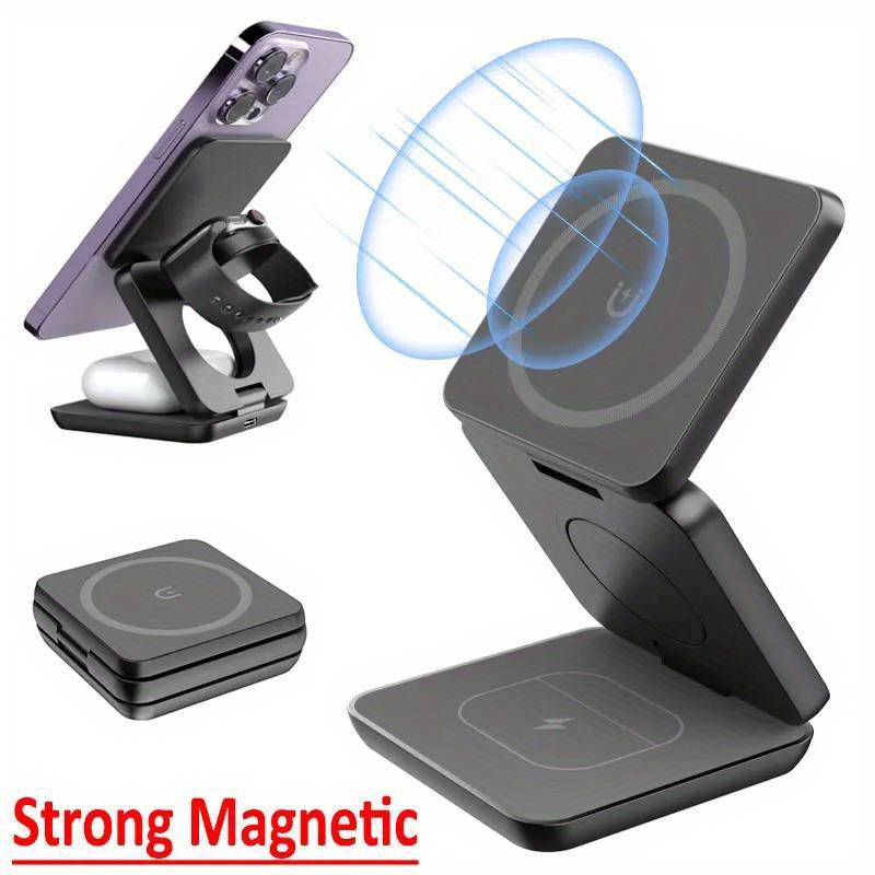 Wireless Charger 3 In 1 - Caricabatterie wireless veloce pieghevole 3 in