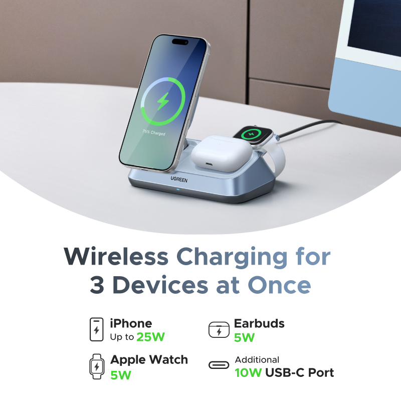 UGREEN Qi2 25W MAX Supporto pe - Wireless Charger 3 In 1 recensione e prezzo